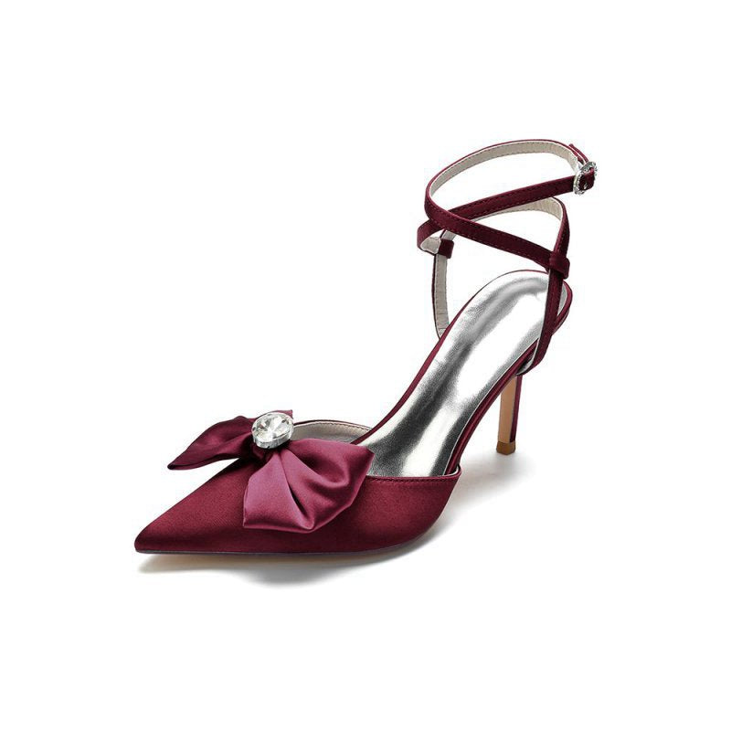 Buckle Strap Bow Pointed Toe High Heels