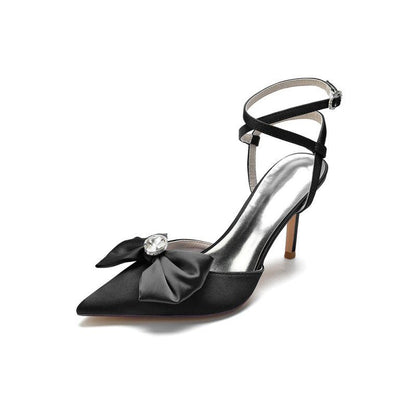 Buckle Strap Bow Pointed Toe High Heels