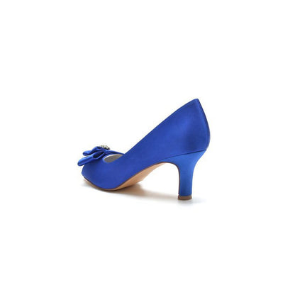 Open Toe Crystal Bow Chunky Heels