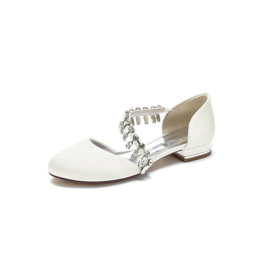 Crystal Strap Round Toe Flats
