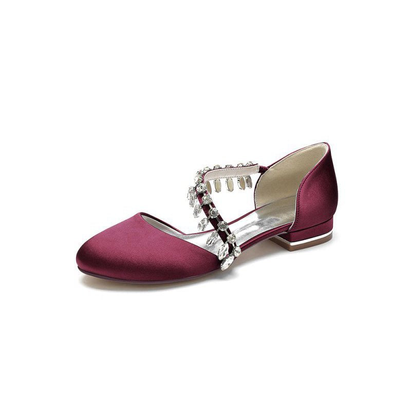 Crystal Strap Round Toe Flats