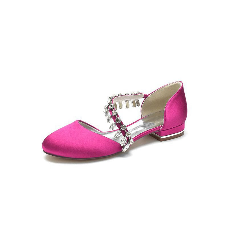 Crystal Strap Round Toe Flats