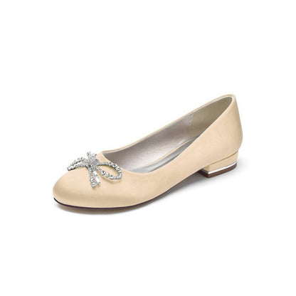 Crystal Bow Round Toe Flats