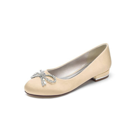 Crystal Bow Round Toe Flats