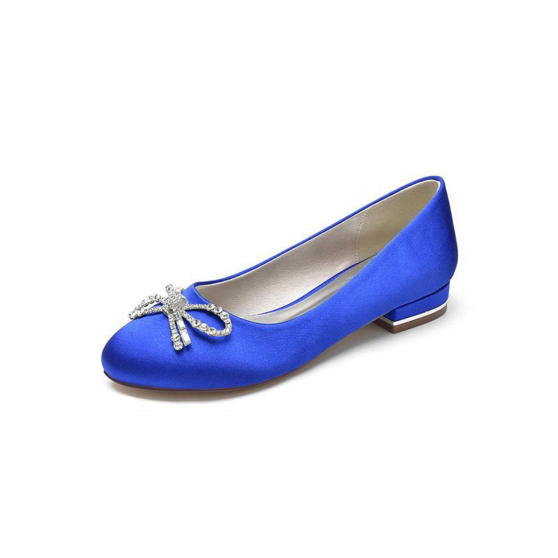 Crystal Bow Round Toe Flats