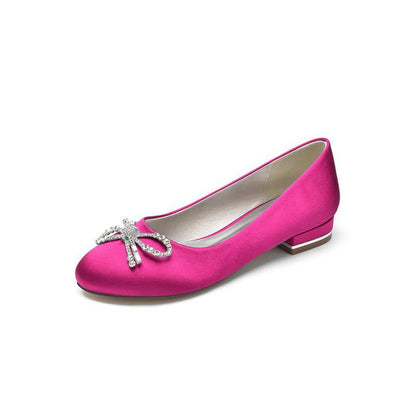 Crystal Bow Round Toe Flats