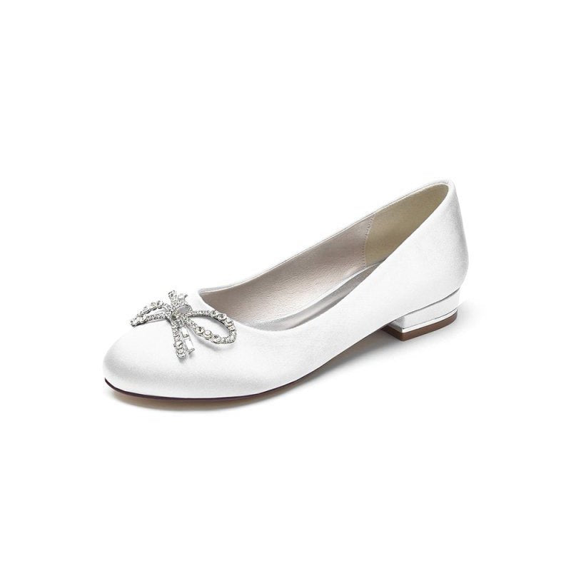Crystal Bow Round Toe Flats