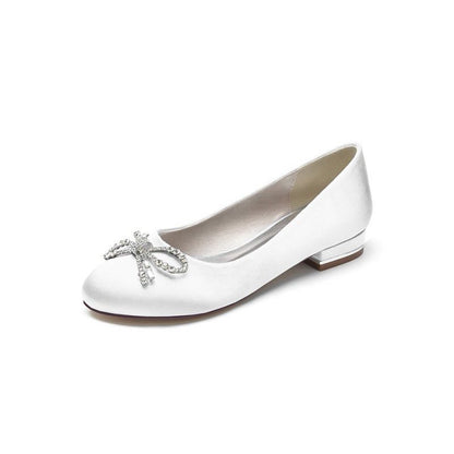 Crystal Bow Round Toe Flats