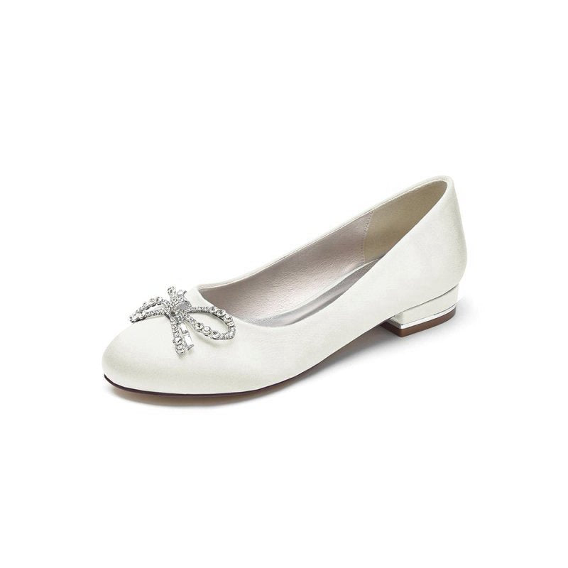 Crystal Bow Round Toe Flats