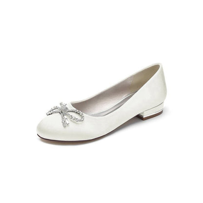 Crystal Bow Round Toe Flats