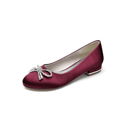 Crystal Bow Round Toe Flats