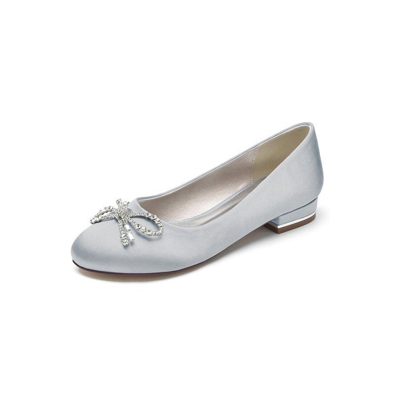 Crystal Bow Round Toe Flats