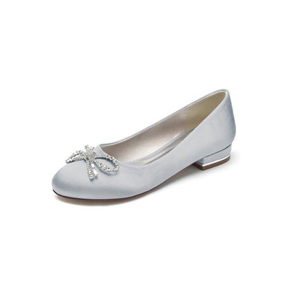 Crystal Bow Round Toe Flats