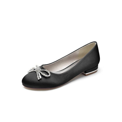 Crystal Bow Round Toe Flats