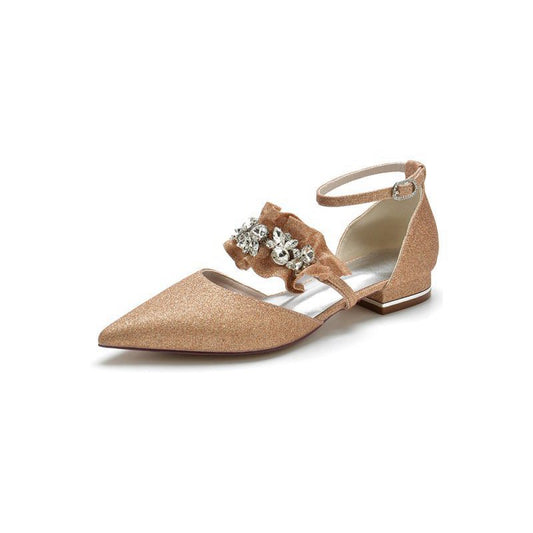 Crystal Ruffles Sequin Pointed Toe Flats