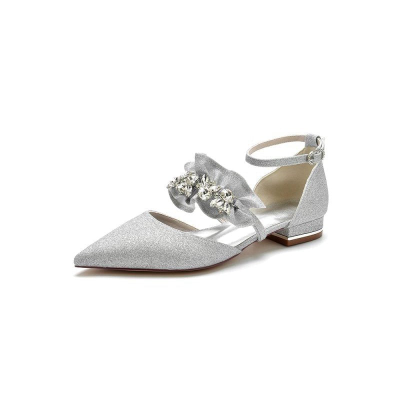 Crystal Ruffles Sequin Pointed Toe Flats