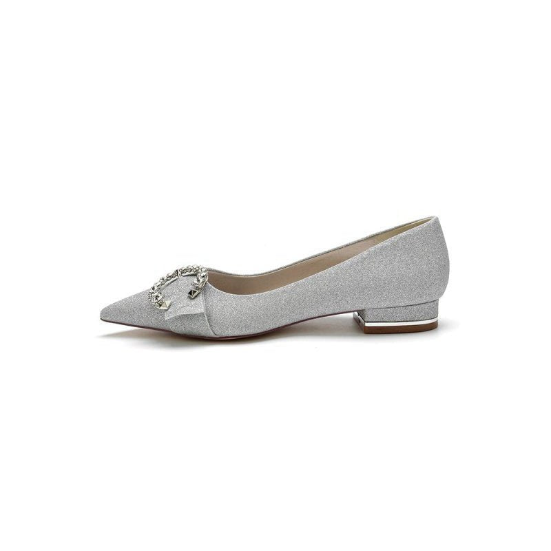 Crystal Buckle Sequin Pointed Toe Flats