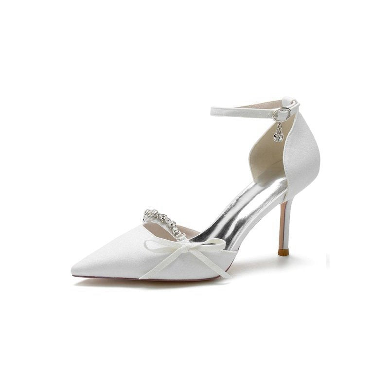 Bow Sequin Pointed Toe High Heels