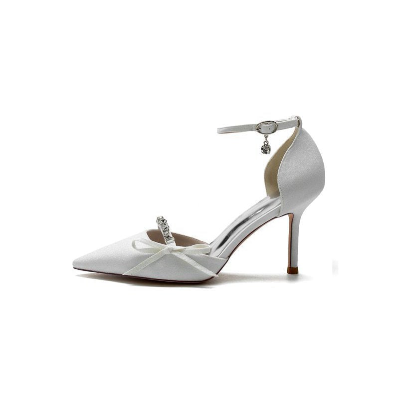 Bow Sequin Pointed Toe High Heels