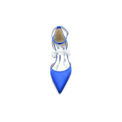 Flower Pearl Buckle Strap Pointed Toe Flats