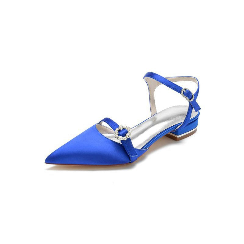 Crystal Buckle Strap Pointed Toe Flats
