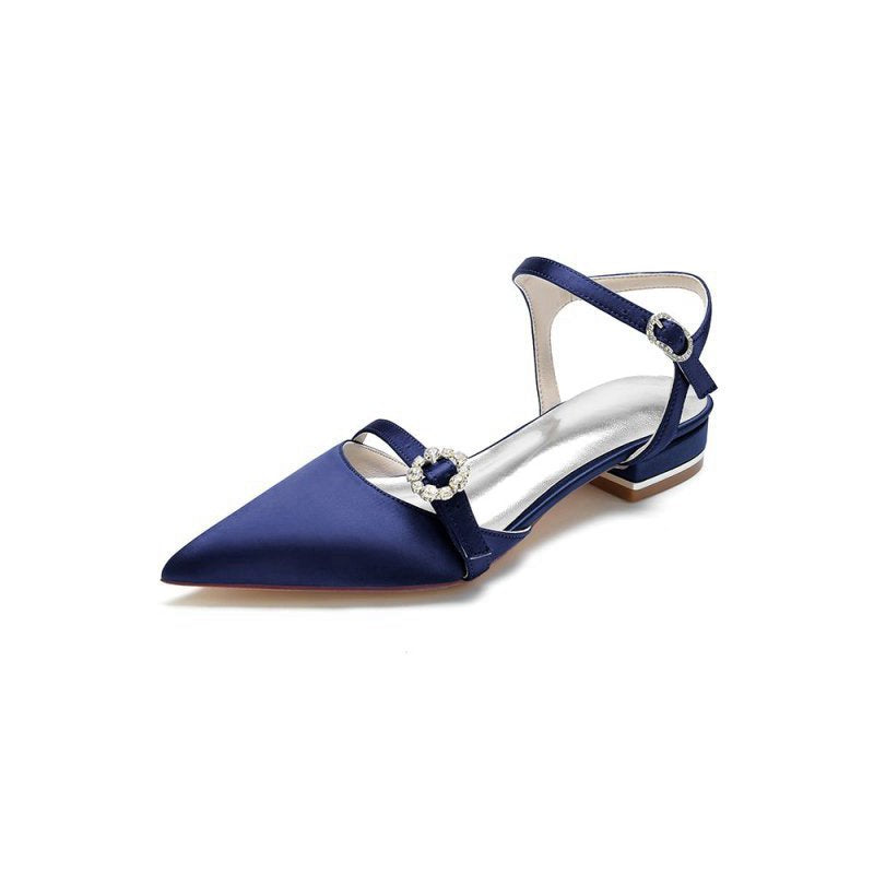 Crystal Buckle Strap Pointed Toe Flats