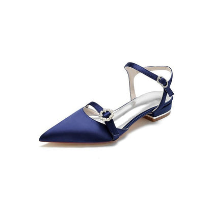 Crystal Buckle Strap Pointed Toe Flats