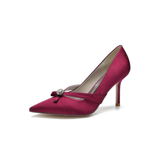 Crystal Bow Tie Pointed Toe High Heels