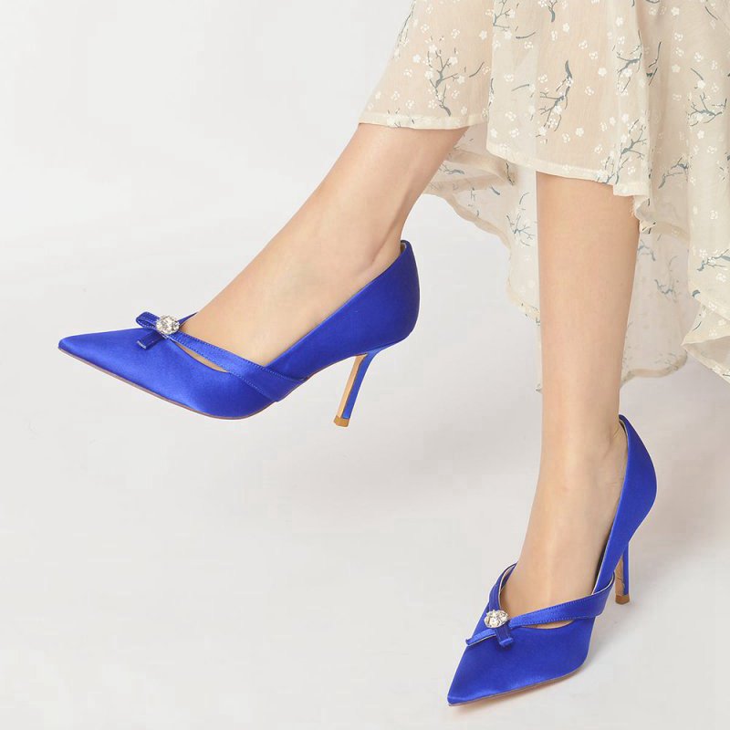 Crystal Bow Tie Pointed Toe High Heels