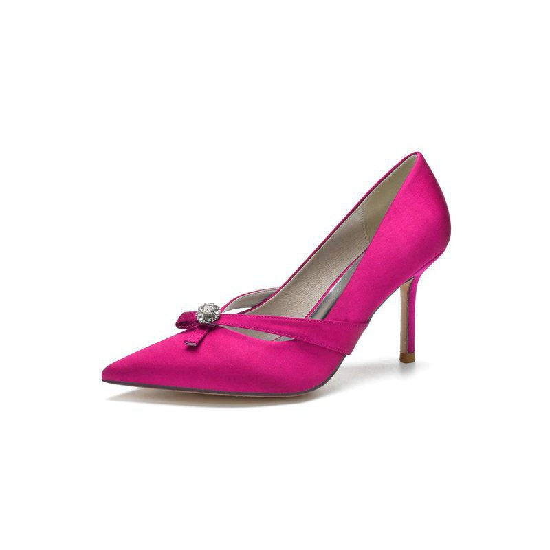 Crystal Bow Tie Pointed Toe High Heels