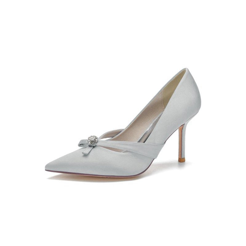 Crystal Bow Tie Pointed Toe High Heels