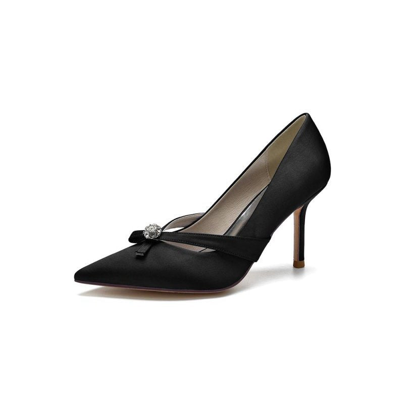 Crystal Bow Tie Pointed Toe High Heels
