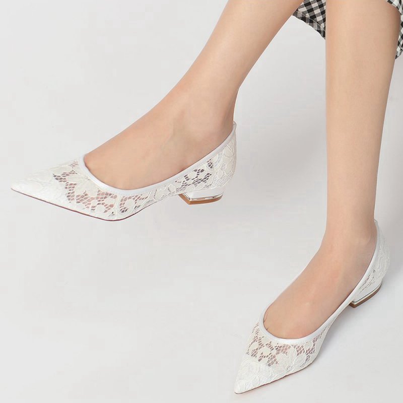 Lace Cocktail Pointed Toe Flats