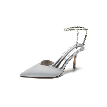 Cocktail Pointed Toe Crystal Strap High Heels