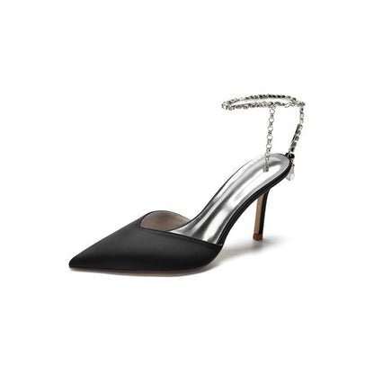 Cocktail Pointed Toe Crystal Strap High Heels