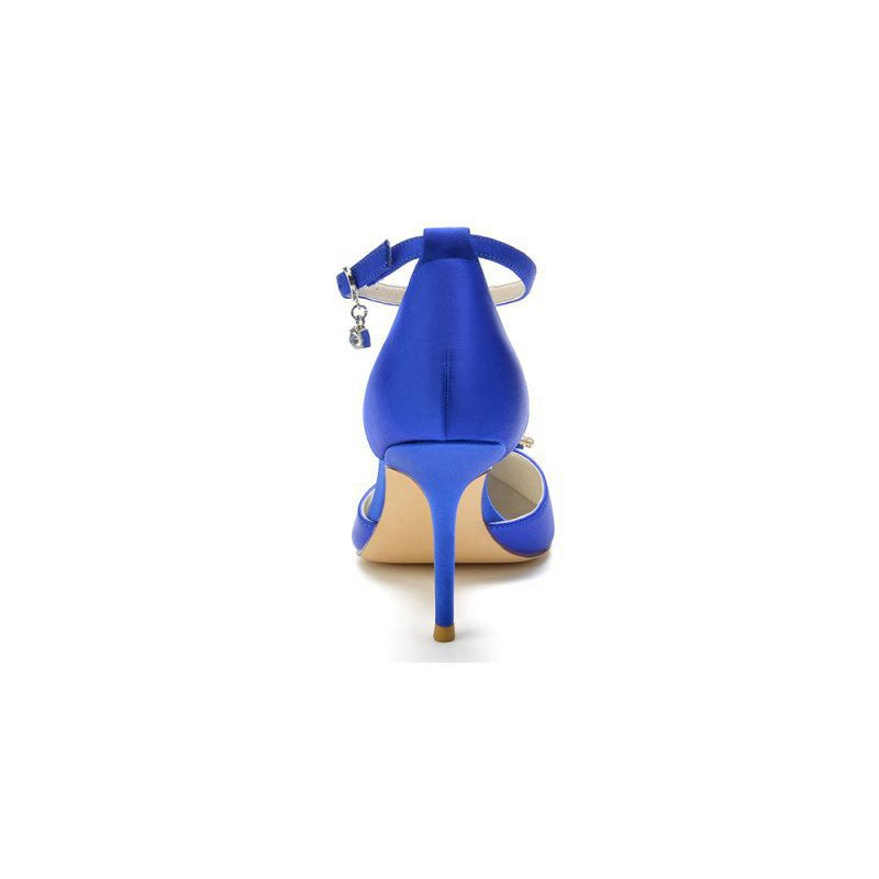 Cocktail Pointed Toe Crystal Buckle Strap Heels