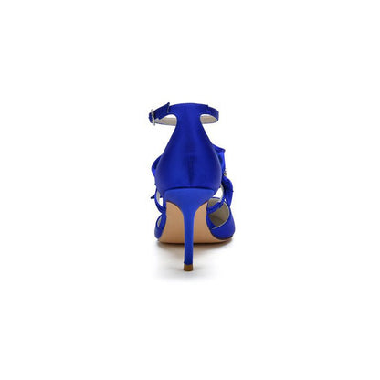 Cocktail Pointed Toe Crystal Buckle Strap High Heels