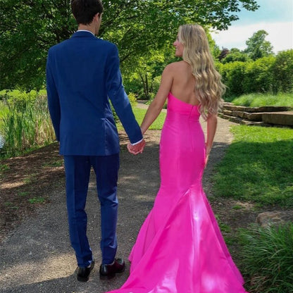 Mermaid Sweetheart Satin Prom Dresses with Bow