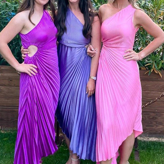 One-Shoulder Cutout High-Low Bridesmaid Dresses