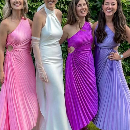 One-Shoulder Cutout High-Low Bridesmaid Dresses