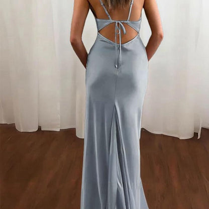 Spaghetti Straps Satin Mermaid Prom Dresses