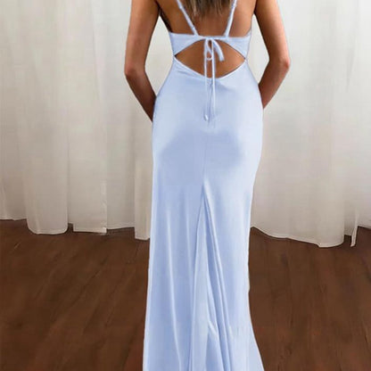 Spaghetti Straps Satin Mermaid Prom Dresses