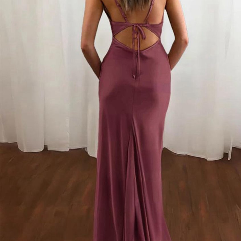 Spaghetti Straps Satin Mermaid Prom Dresses