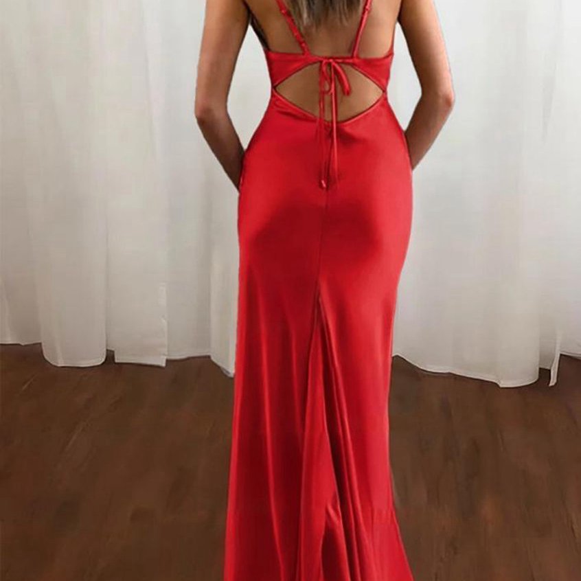 Spaghetti Straps Satin Mermaid Prom Dresses
