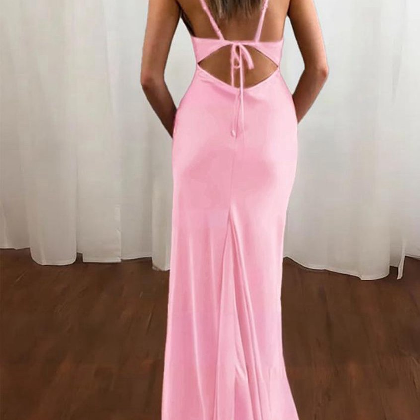 Spaghetti Straps Satin Mermaid Prom Dresses