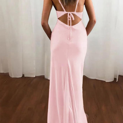 Spaghetti Straps Satin Mermaid Prom Dresses