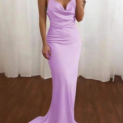 Spaghetti Straps Satin Mermaid Prom Dresses