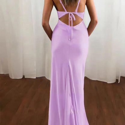 Spaghetti Straps Satin Mermaid Prom Dresses