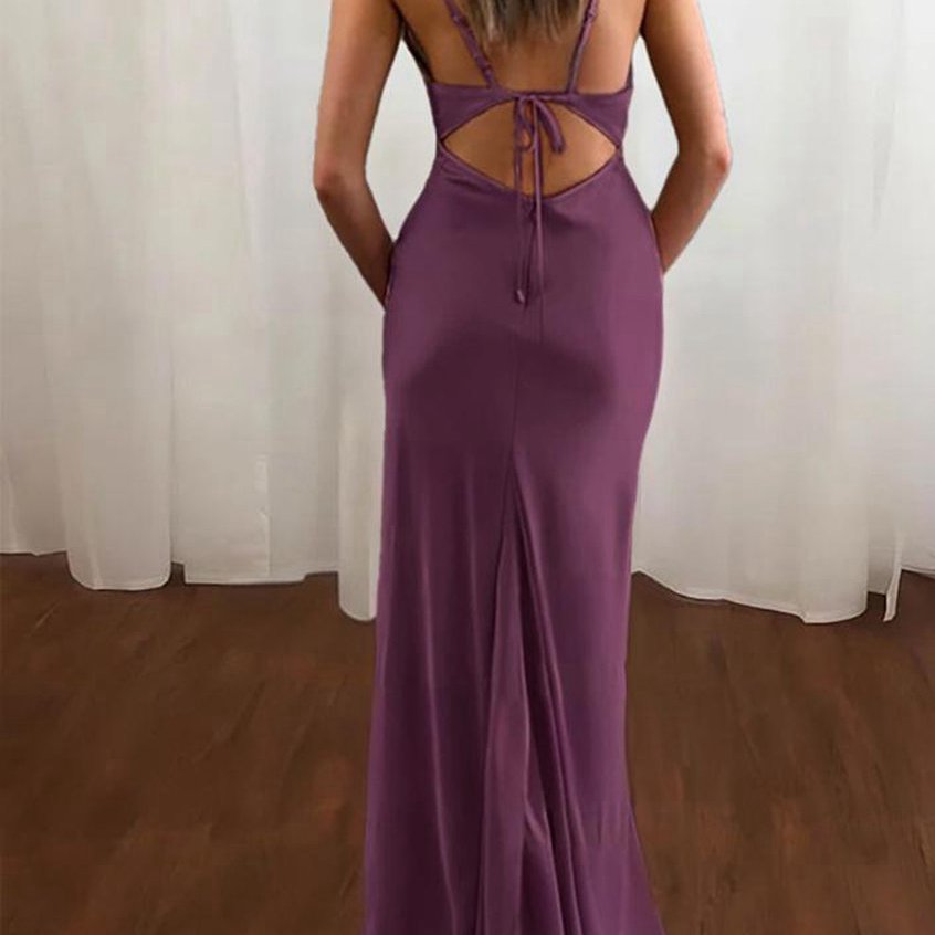 Spaghetti Straps Satin Mermaid Prom Dresses