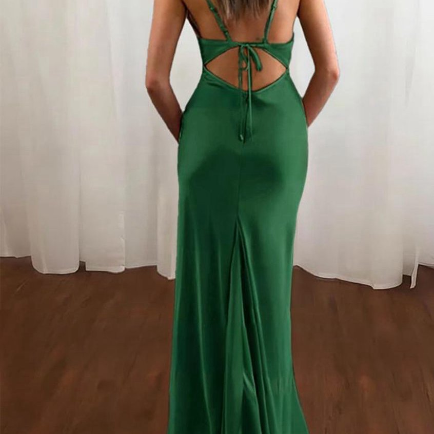 Spaghetti Straps Satin Mermaid Prom Dresses